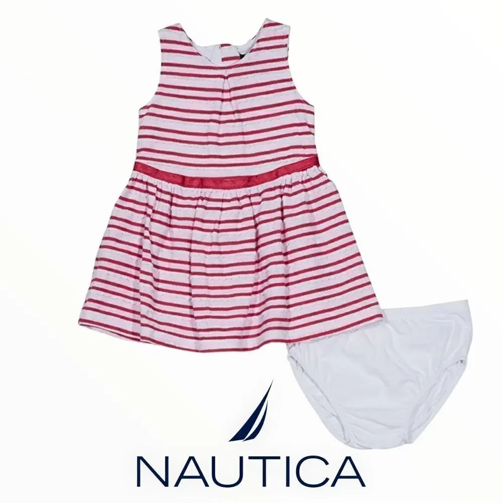 NAUTICA Kids Coral Patterned Sleeveless Dress NWT Size 24M